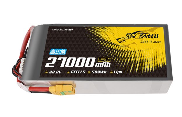 TATTU高比能27000mAh軟包無人機電池22.2V6S1P-XT90-S